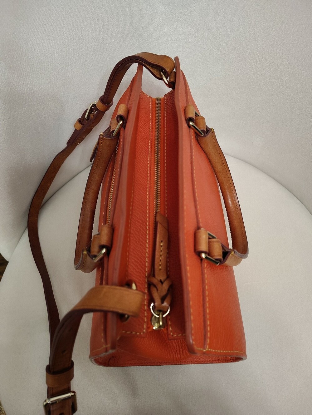 Dooney&Bourke Orange Pebble Grain Leather Blair Bag Satchel EUC - Picture 5 of 16